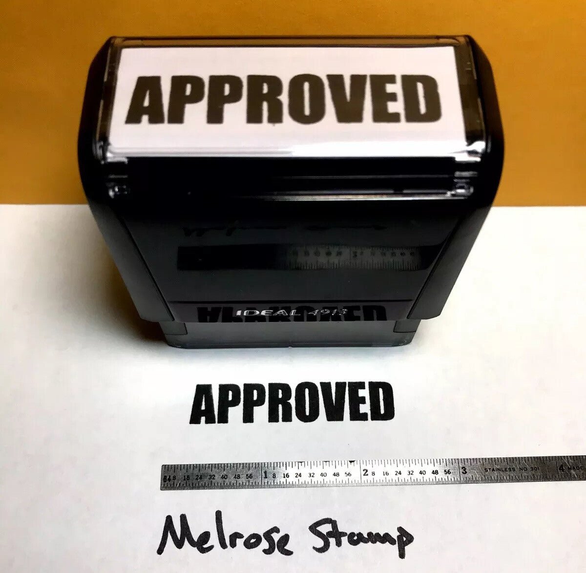 Approved Rubber Stamp Black Ink Self Inking Ideal 4913 - Melrose Stamp Co