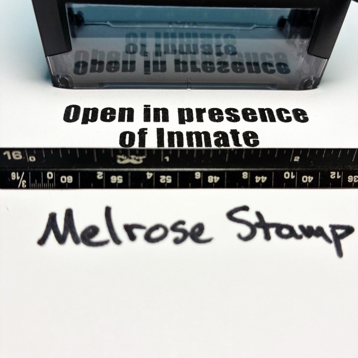 Open In Presence Of Inmate Rubber Stamp Black Ink Self Inking Ideal 4913 - Melrose Stamp Co
