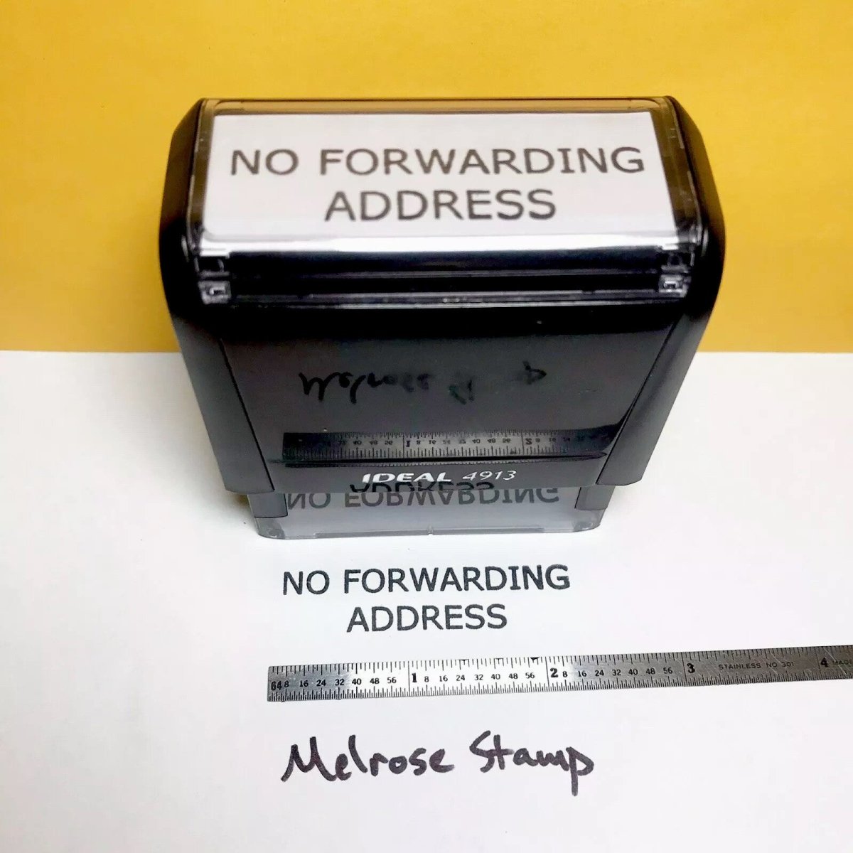 No Forwarding Address Rubber Stamp Black Ink Ideal 4913 - Melrose Stamp Co
