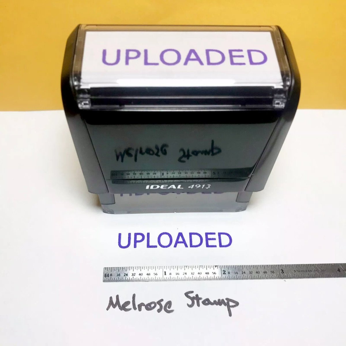 Uploaded Rubber Stamp Purple Ink Self Inking Ideal 4913 - Melrose Stamp Co