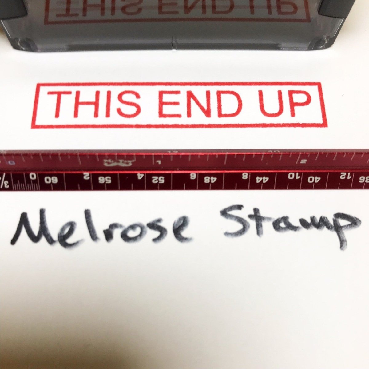 This End Up Rubber Stamp Red Ink Self Inking ideal 4913 - Melrose Stamp Co