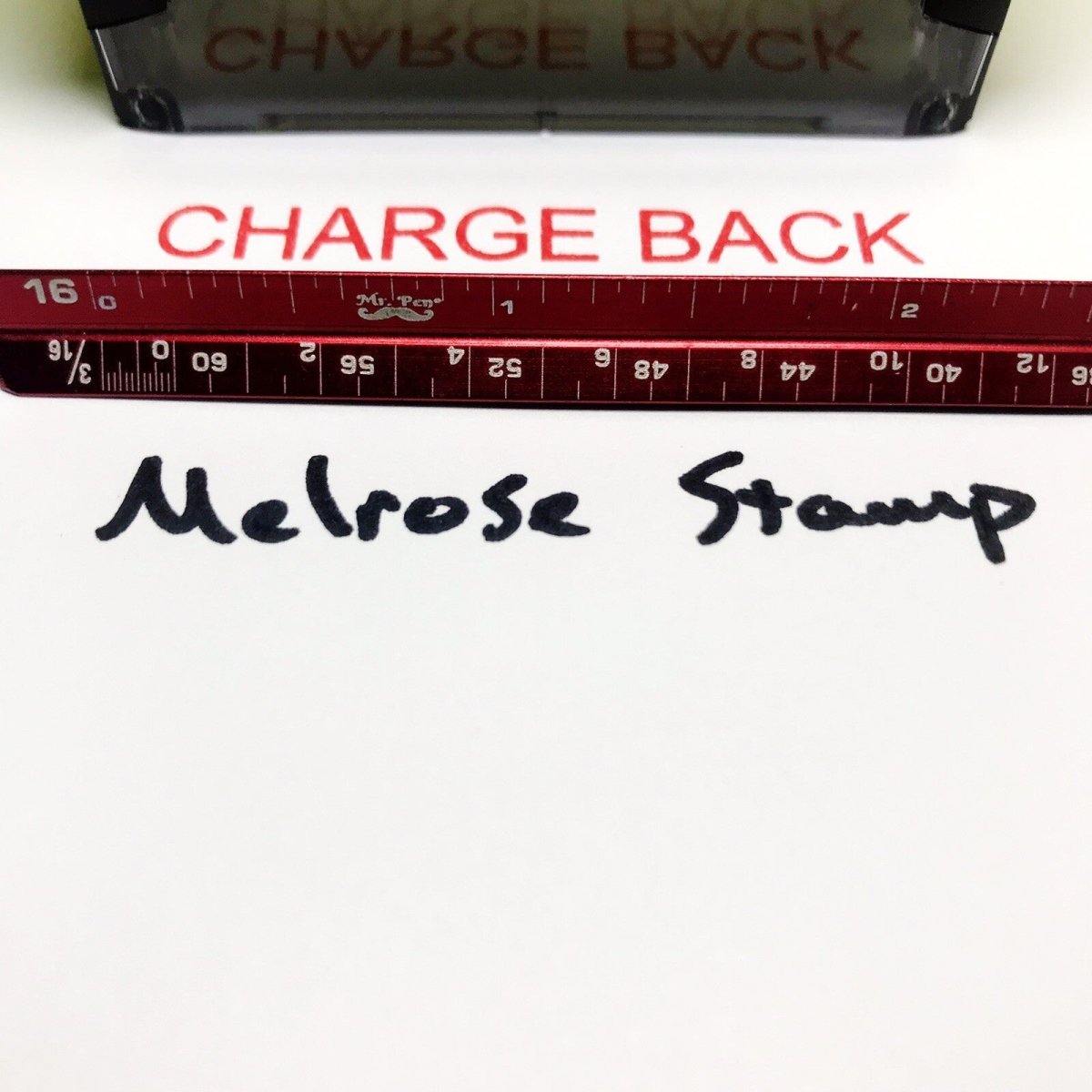 Charge Back Rubber Stamp Red Ink Self Inking Ideal 4913 - Melrose Stamp Co
