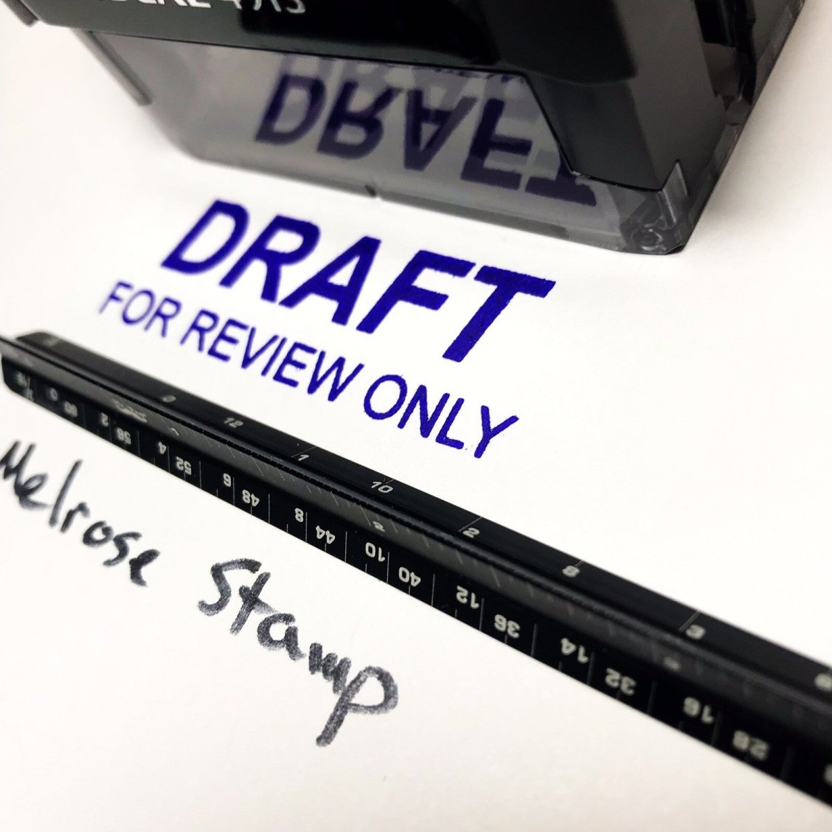 Draft For Review Only Rubber Stamp Purple Ink Self Inking Ideal 4913 - Melrose Stamp Co