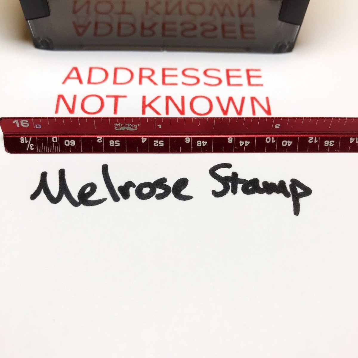 Addressee Not Known Rubber Stamp Red Ink Self Inking Ideal 4913 - Melrose Stamp Co