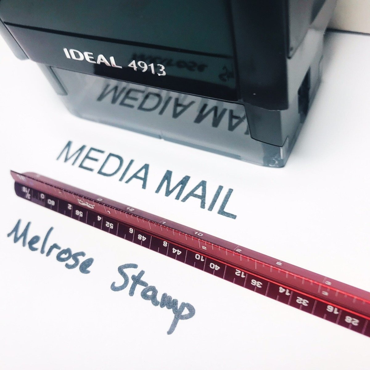 Media Mail Rubber Stamp Black Ink Self Inking Ideal 4913 - Melrose Stamp Co