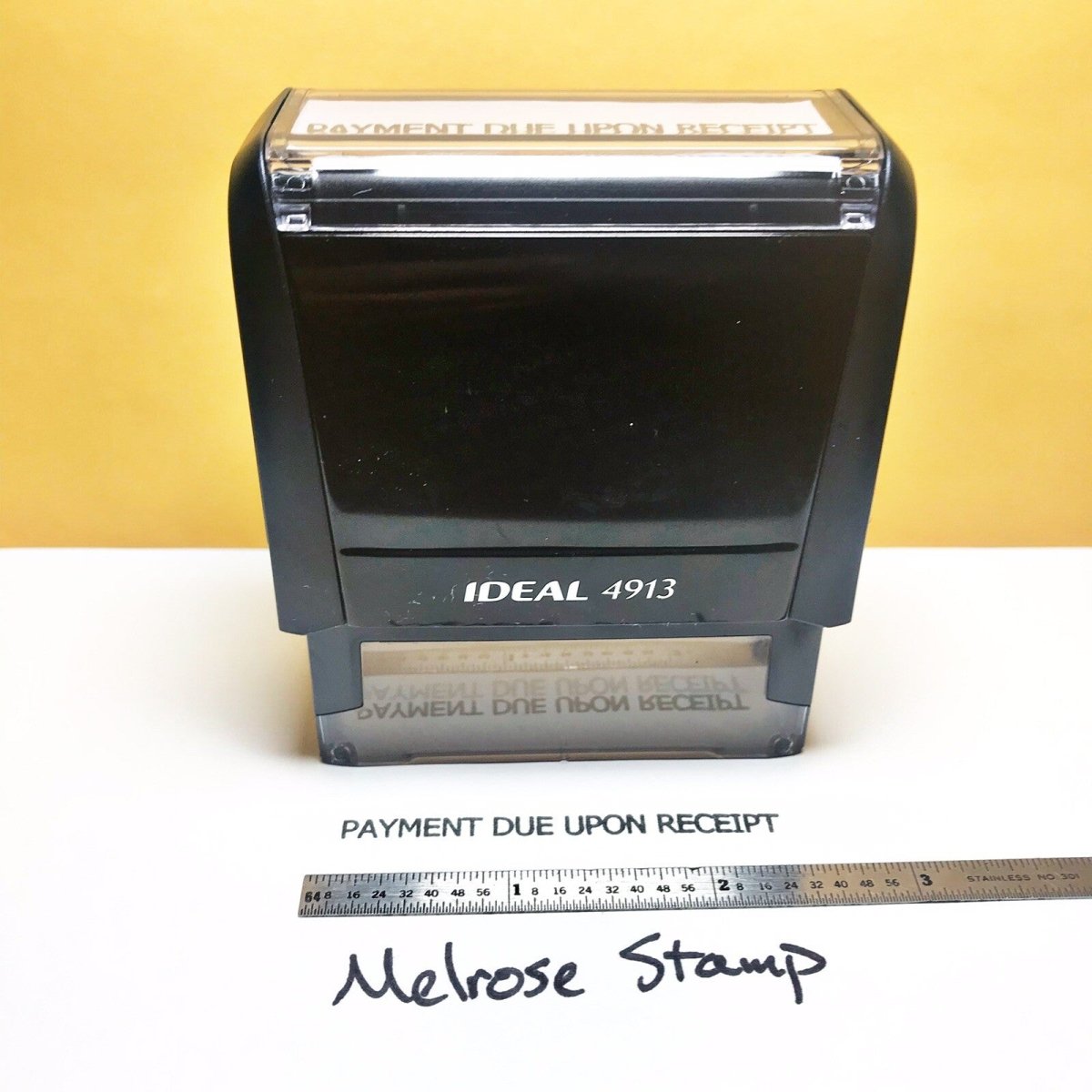 Payment Due Upon Receipt Rubber Stamp Black Ink Self Inking Ideal 4913 - Melrose Stamp Co
