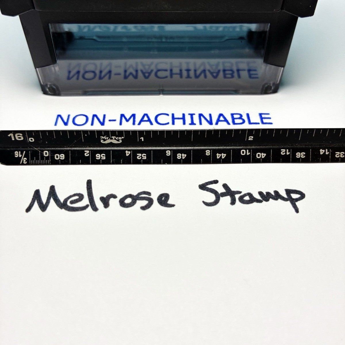 Nonmachinable Rubber Stamp Blue Ink Self Inking Ideal 4913 Non-machinable - Melrose Stamp Co