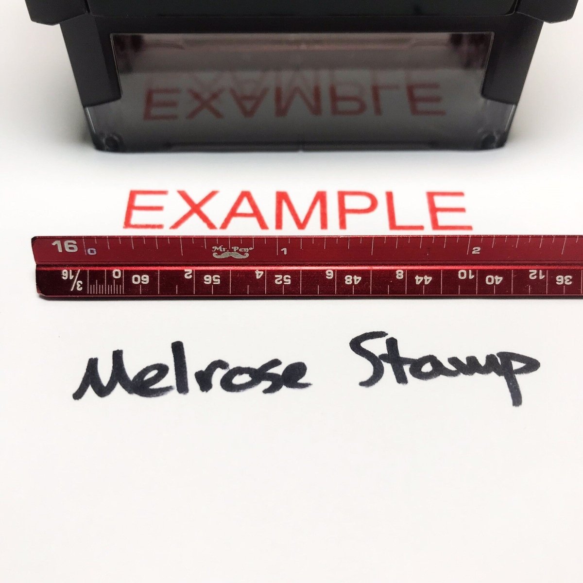 Example Rubber Stamp Red Ink Self Inking Ideal 4913 - Melrose Stamp Co