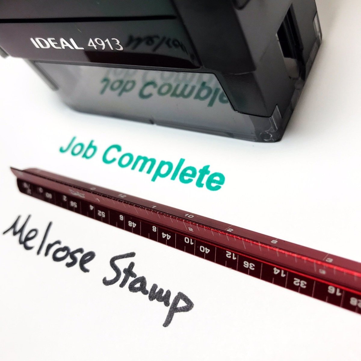 Job Complete Rubber Stamp Green Ink Ideal 4913 - Melrose Stamp Co