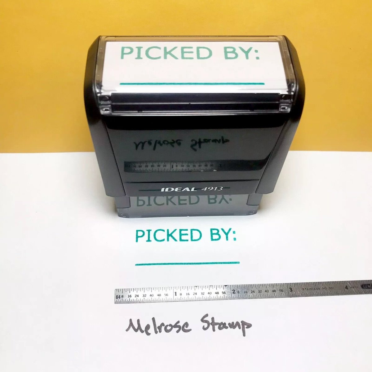 Picked By Rubber Stamp Self Inking Green Ink Ideal 4913 - Melrose Stamp Co