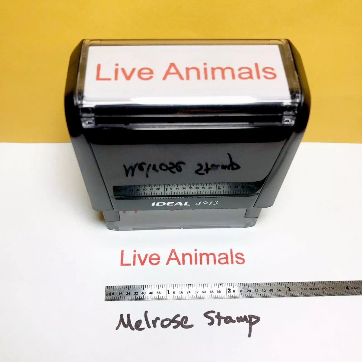 Live Animals Rubber Stamp Red Ink Ideal 4913 - Melrose Stamp Co
