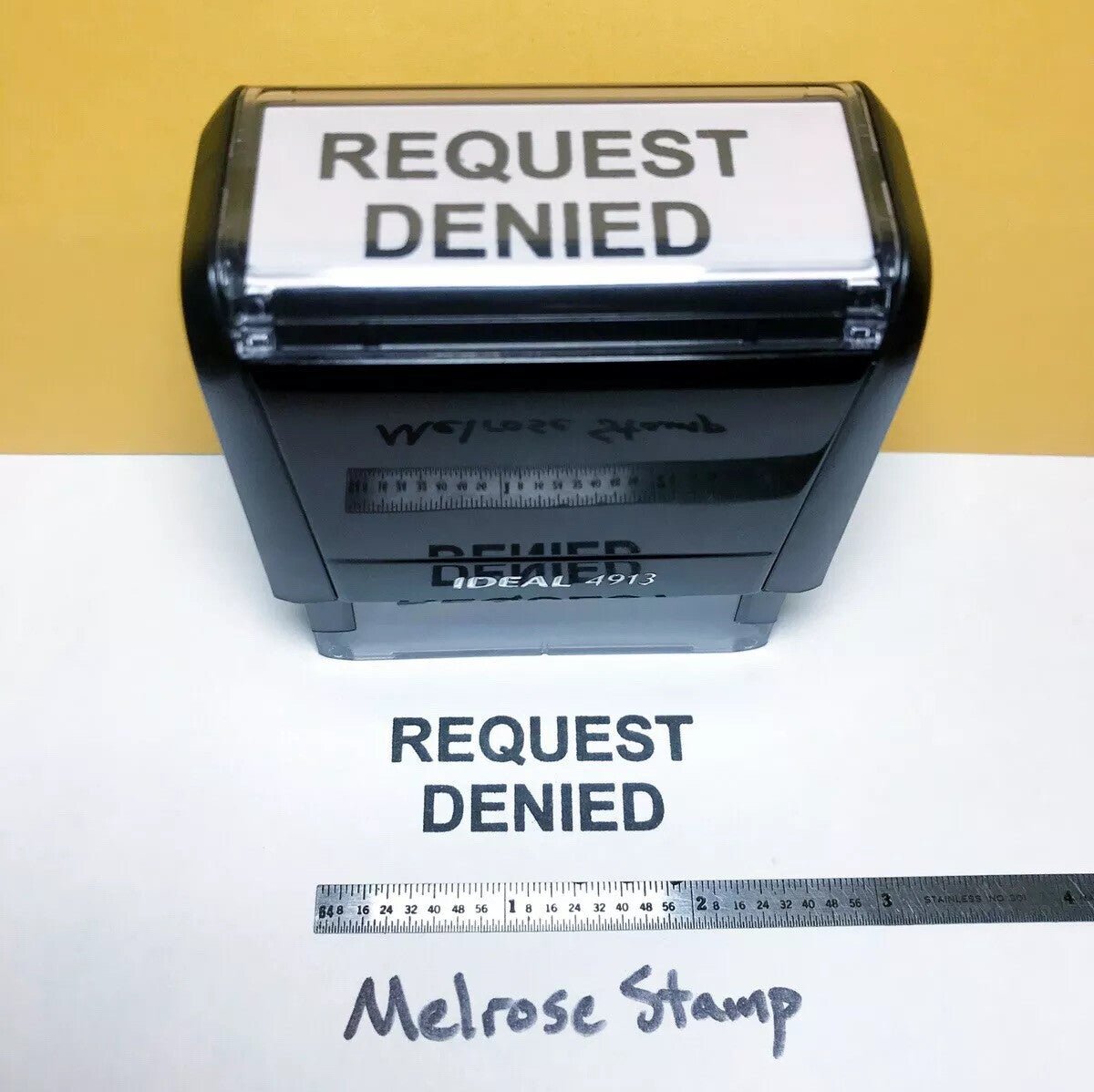 Request Denied Rubber Stamp Black Ink Self Inking Ideal 4913 - Melrose Stamp Co