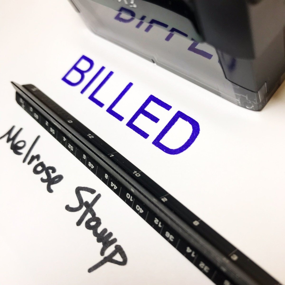 Billed Rubber Stamp Purple Ink Self Inking Ideal 4913 - Melrose Stamp Co