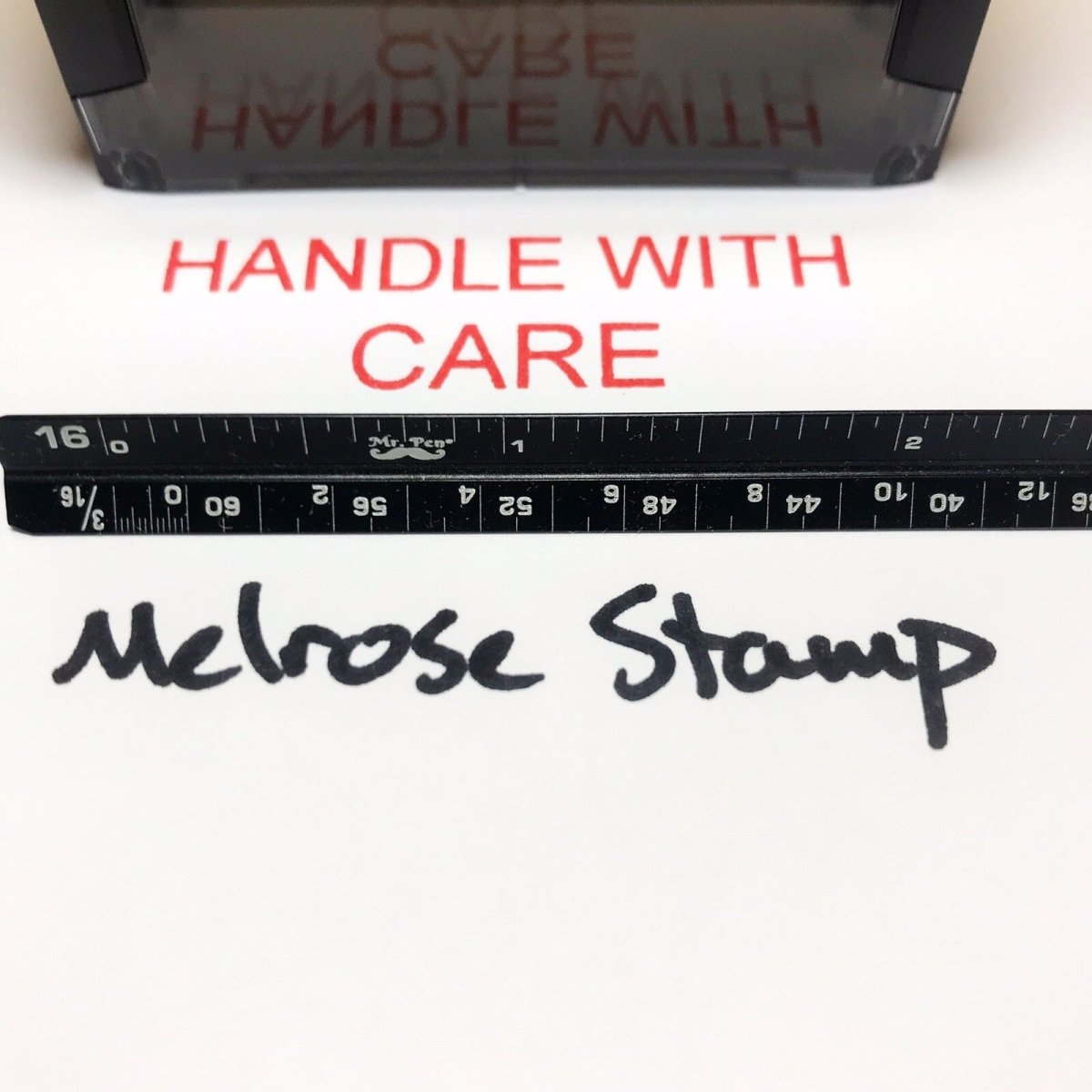 Handle With Care Rubber Stamp Red Ink Self Inking Ideal 4913 - Melrose Stamp Co