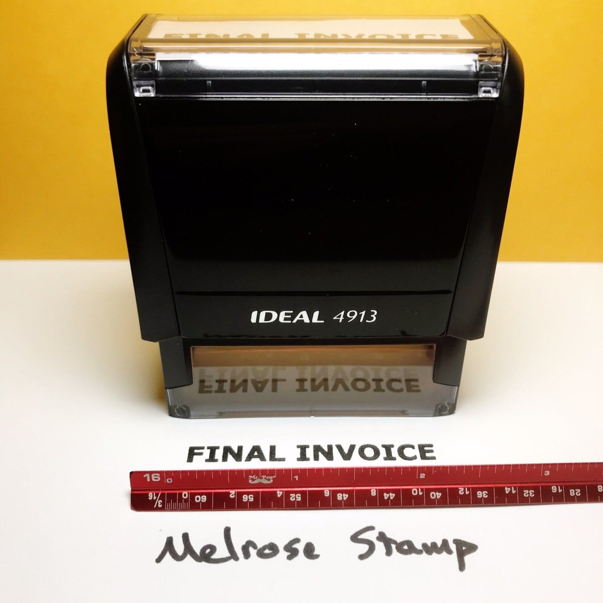 Final Invoice Rubber Stamp Black Ink Self Inking Ideal 4913 - Melrose Stamp Co