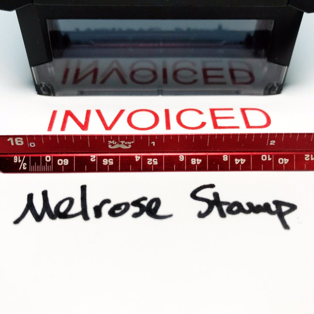 Invoiced Rubber Stamp Red Ink Self Inking Ideal 4913 - Melrose Stamp Co