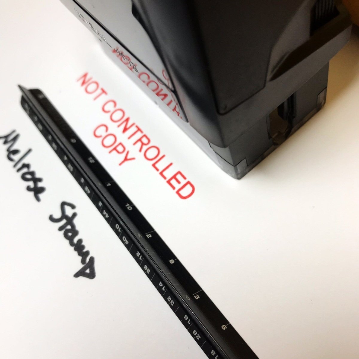 Not Controlled Copy Rubber Stamp Red Ink Self Inking Ideal 4913 - Melrose Stamp Co