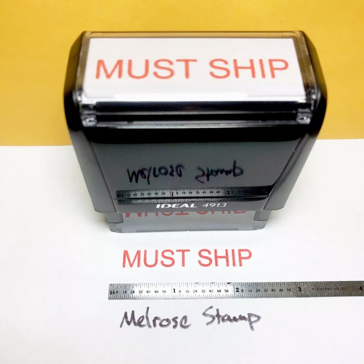 Must Ship Rubber Stamp Red Ink Self Inking Ideal 4913 - Melrose Stamp Co