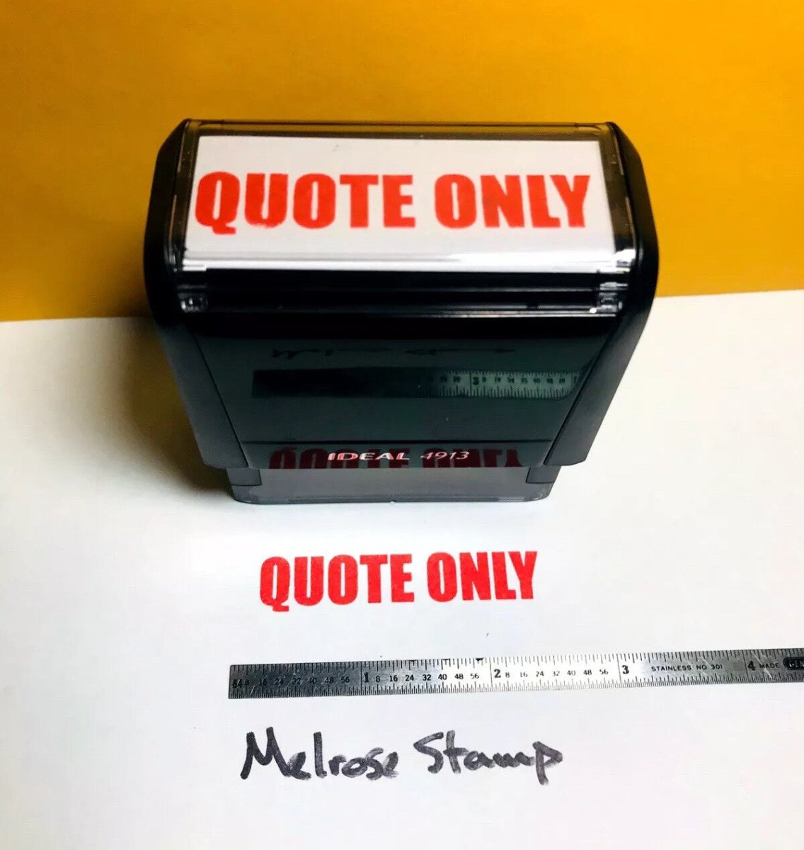 Quote Only Rubber Stamp Red Ink Self Inking Ideal 4913 - Melrose Stamp Co