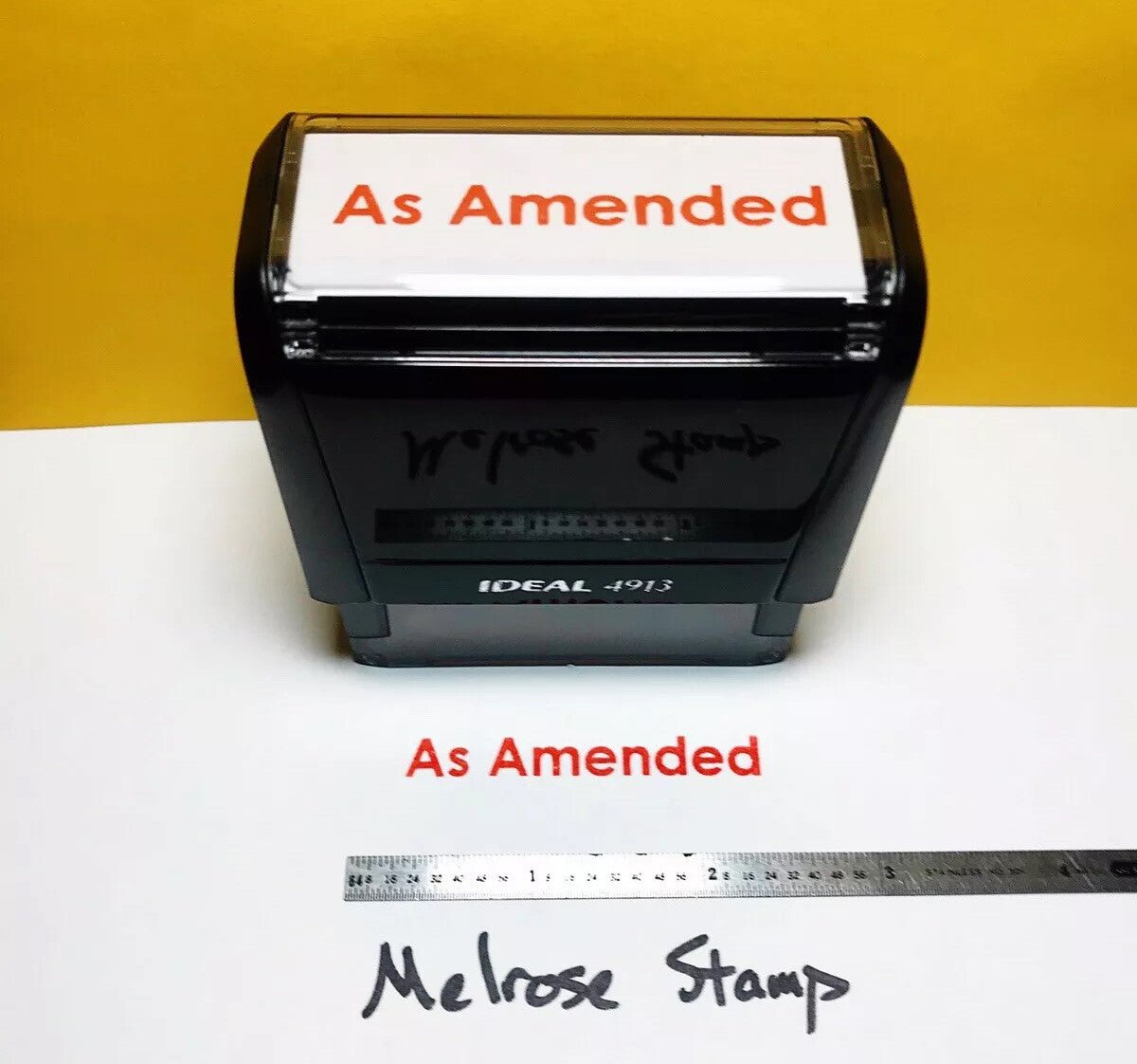 As Amended Rubber Stamp Red Ink Self Inking Ideal 4913 - Melrose Stamp Co