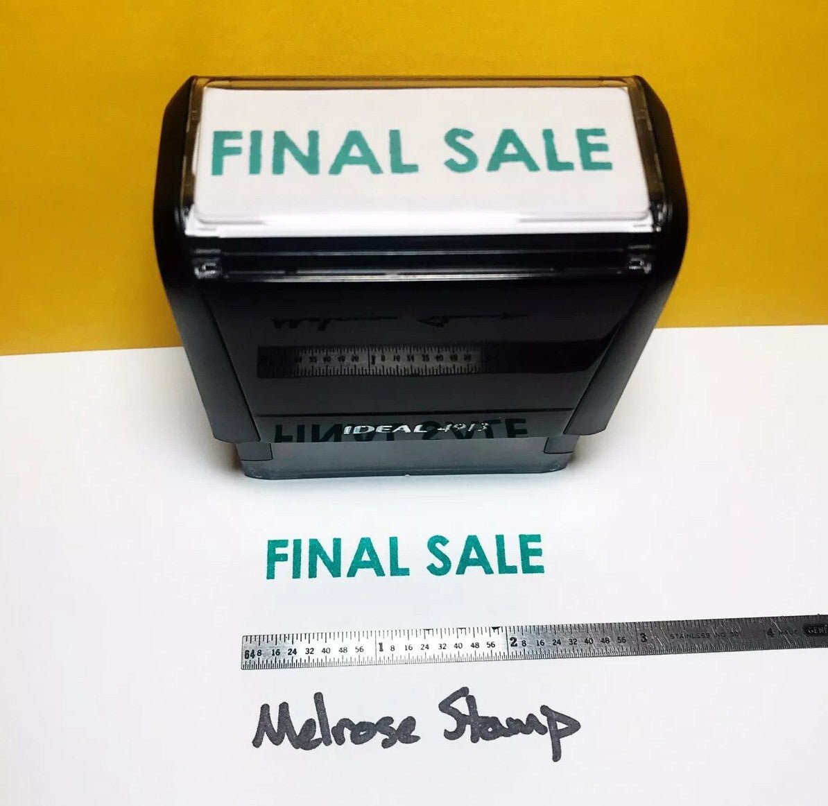 Final Sale Rubber Stamp Green Ink Self Inking Ideal 4913 - Melrose Stamp Co