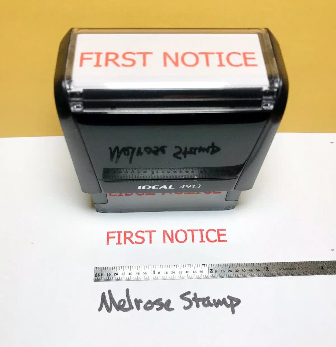 First Notice Rubber Stamp Red Ink Self Inking Ideal 4913 - Melrose Stamp Co