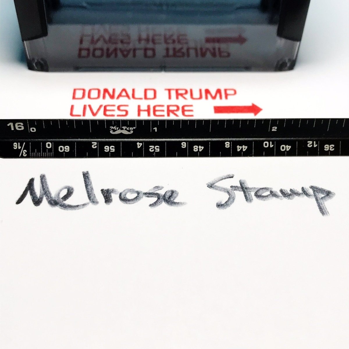Donald Trump Lives Here Rubber Stamp Red Ink Self Inking Ideal 4913 - Melrose Stamp Co