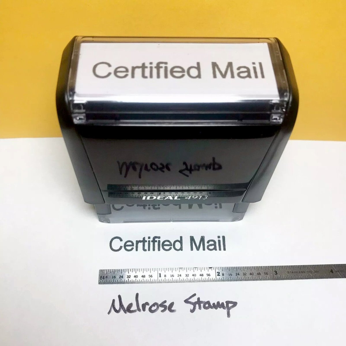 Certified Mail Rubber Stamp Black Ink Self Inking Ideal 4913 - Melrose Stamp Co