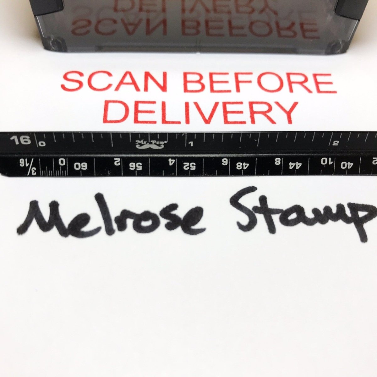 Scan Before Delivery Rubber Stamp Red Ink Self Inking Ideal 4913 - Melrose Stamp Co