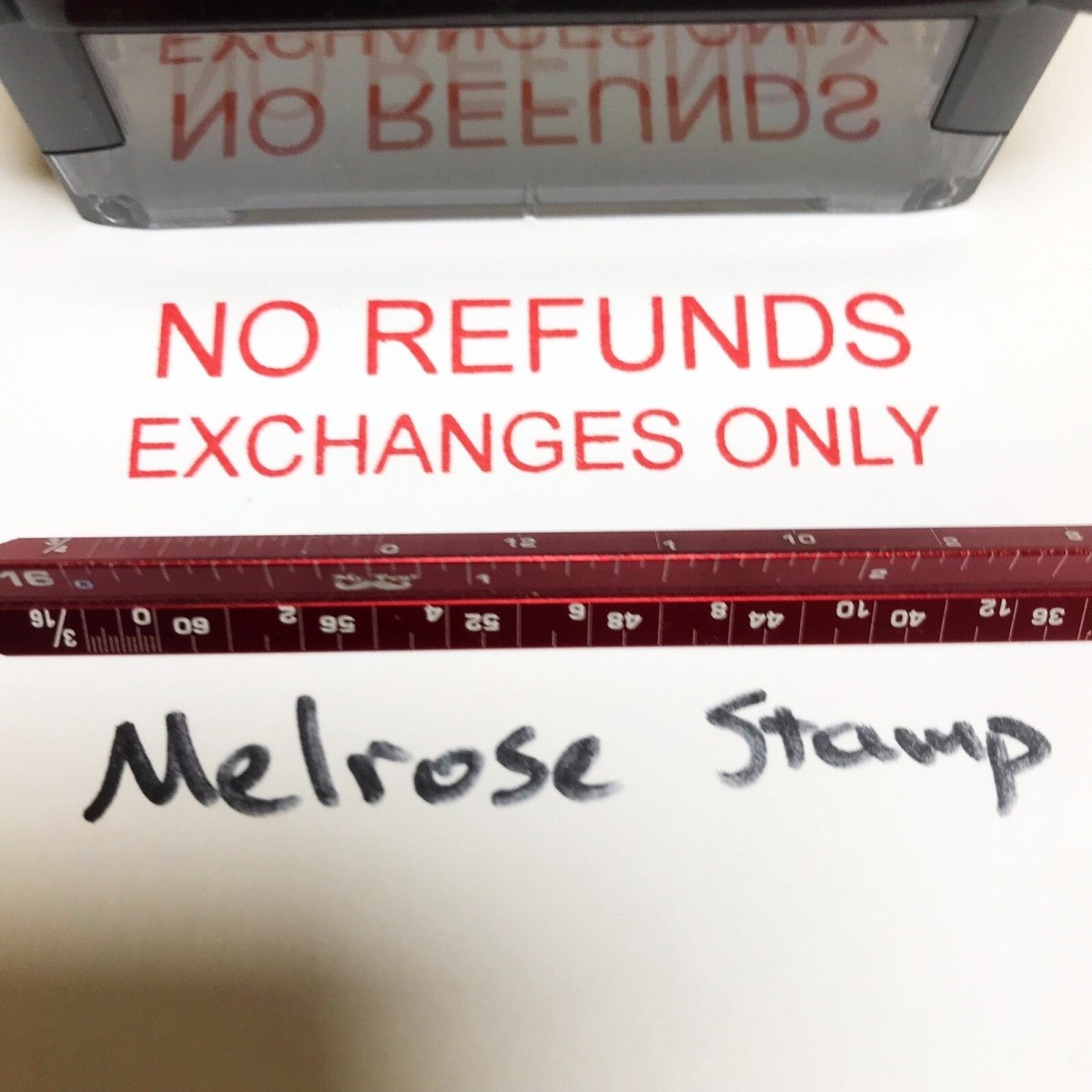 No Refunds Exchanges Only Rubber Stamp Red Ink Ideal 4913 - Melrose Stamp Co