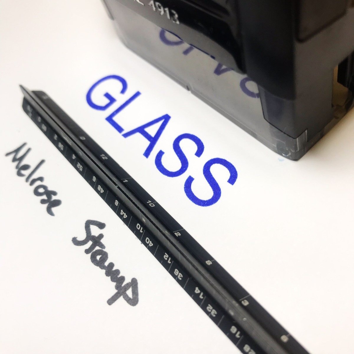 Glass Rubber Stamp Blue Ink Self Inking Ideal 4913 - Melrose Stamp Co
