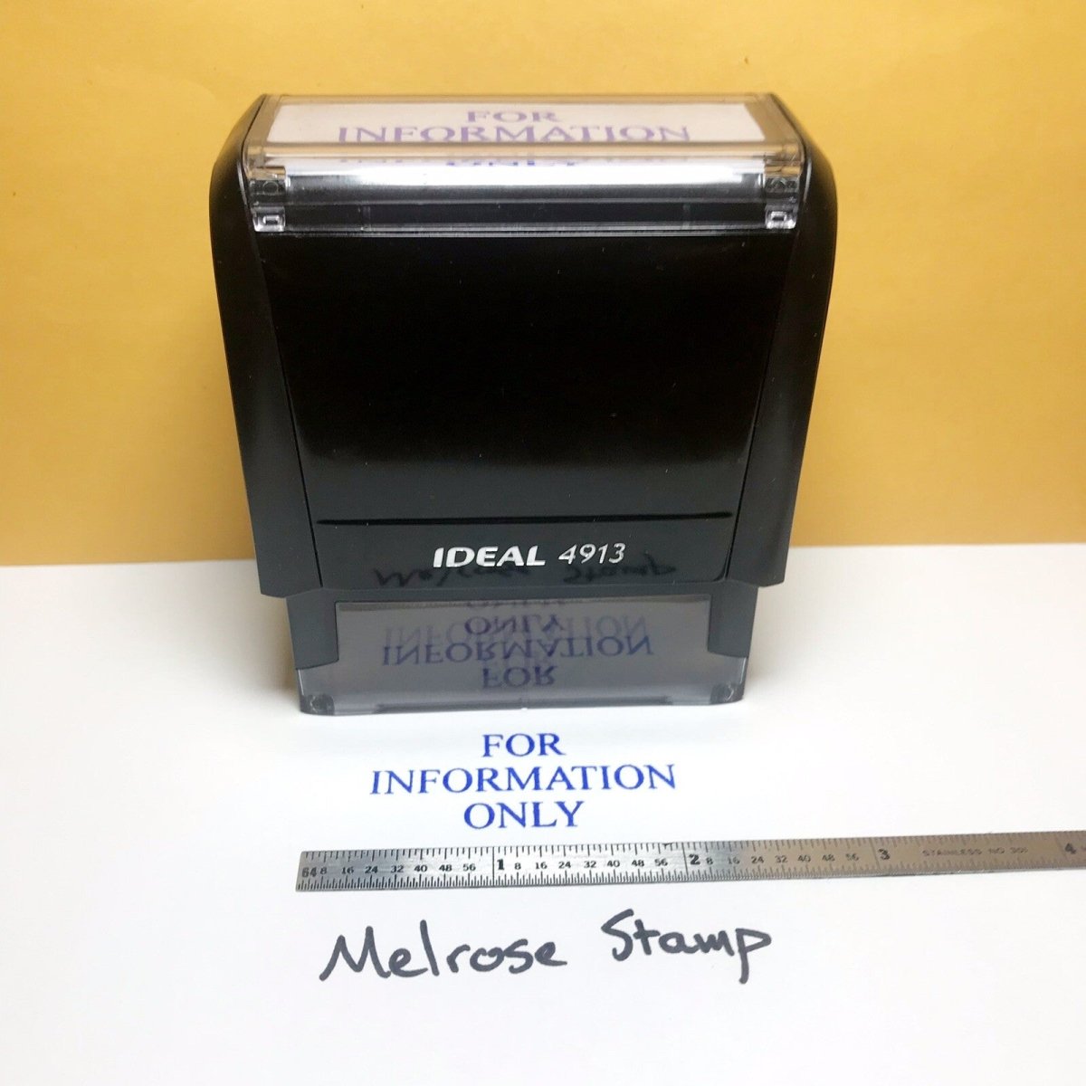 For Information Only Rubber Stamp Blue Ink Self Inking Ideal 4913 - Melrose Stamp Co