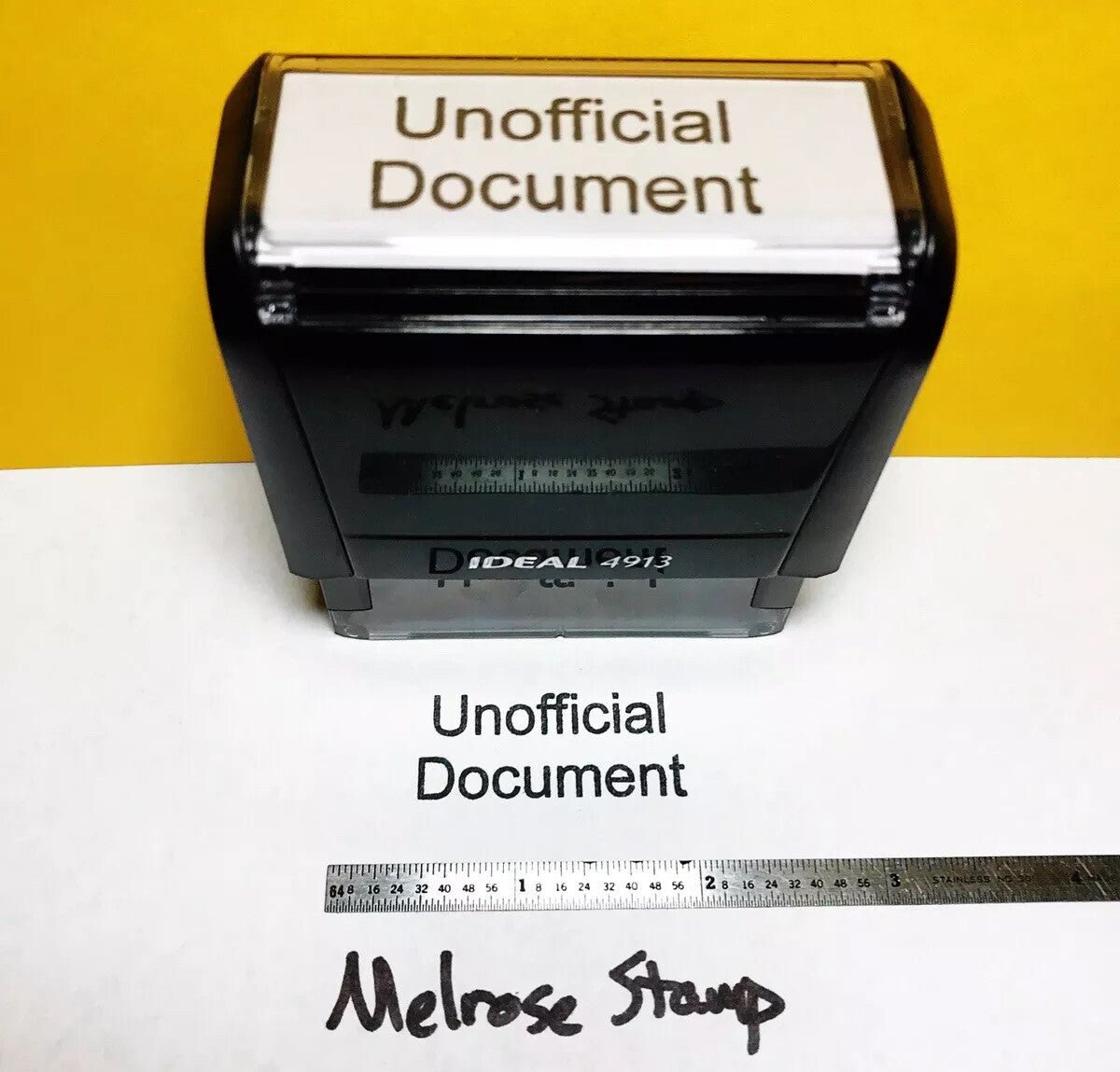 Unofficial Document Stamp Rubber Stamp Black Ink Self Inking Ideal 4913 - Melrose Stamp Co