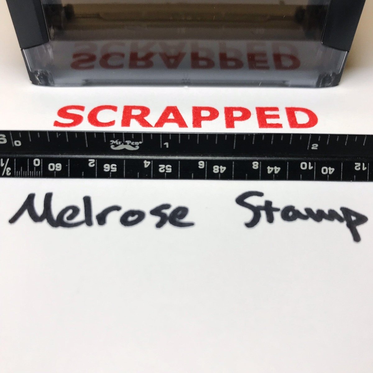 Scrapped Rubber Stamp Red Ink Self Inking Ideal 4913 - Melrose Stamp Co