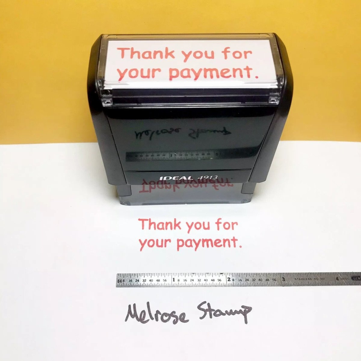 Thank You For Your Payment Rubber Stamp Red Ink Self Inking Ideal 4913 - Melrose Stamp Co