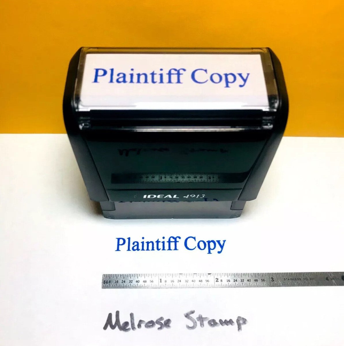 Plaintiff Copy Rubber Stamp Blue Ink Self Inking Ideal 4913 - Melrose Stamp Co