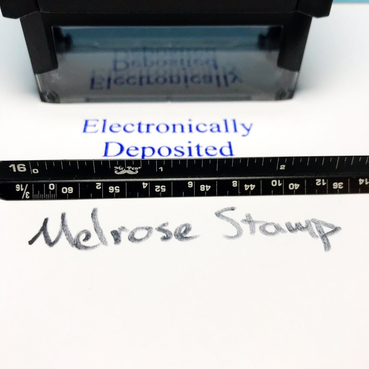 Electronically Deposited Rubber Stamp Blue Ink Self Inking Ideal 4913 - Melrose Stamp Co