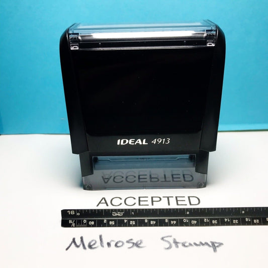 Accepted Rubber Stamp Black Ink Self Inking Ideal 4913 - Melrose Stamp Co