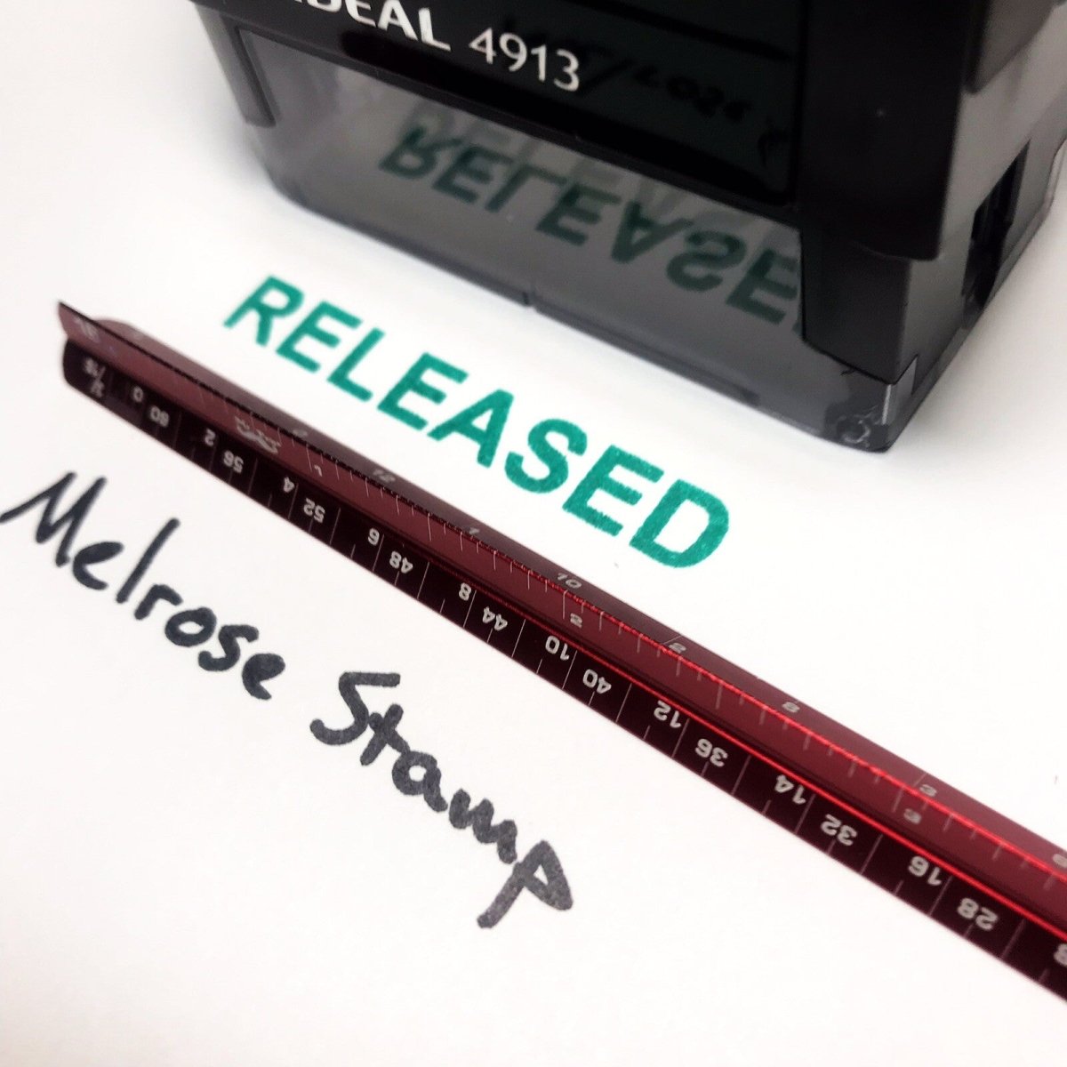 Released Rubber Stamp Green Ink Self Inking Ideal 4913 - Melrose Stamp Co