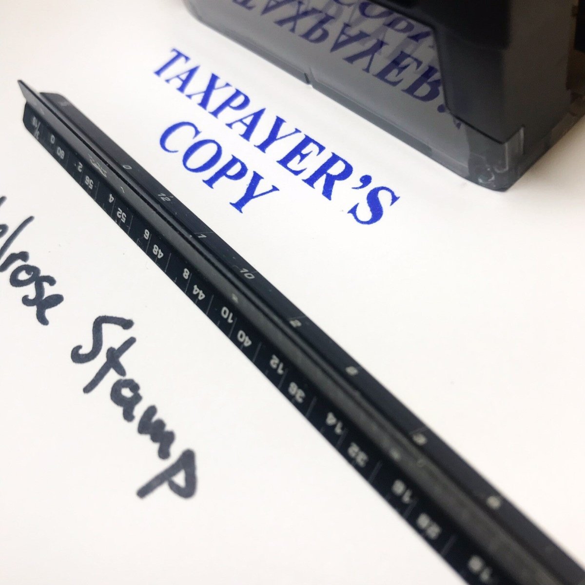 Taxpayer’s Copy Rubber Stamp Blue Ink Self Inking Ideal 4913 - Melrose Stamp Co