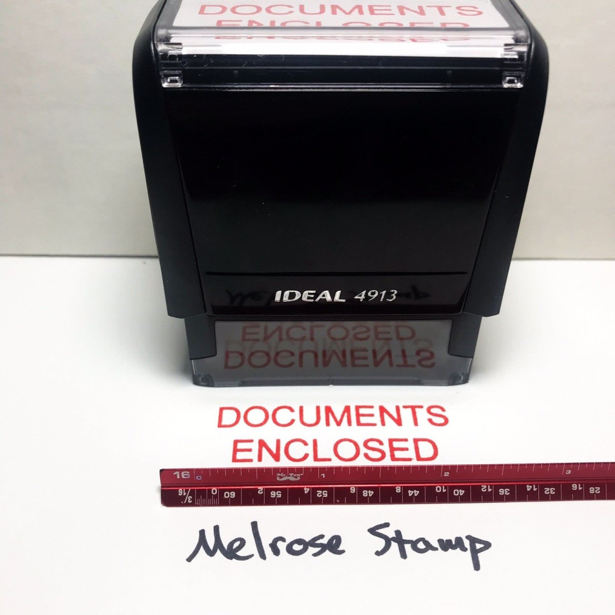 Documents Enclosed Rubber Stamp Self Inking Red Ink Ideal 4913 - Melrose Stamp Co