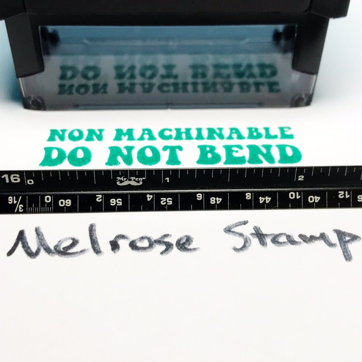 Non Machinable Do Not Bend Rubber Stamp Green Ink Self Inking Ideal 4913 - Melrose Stamp Co