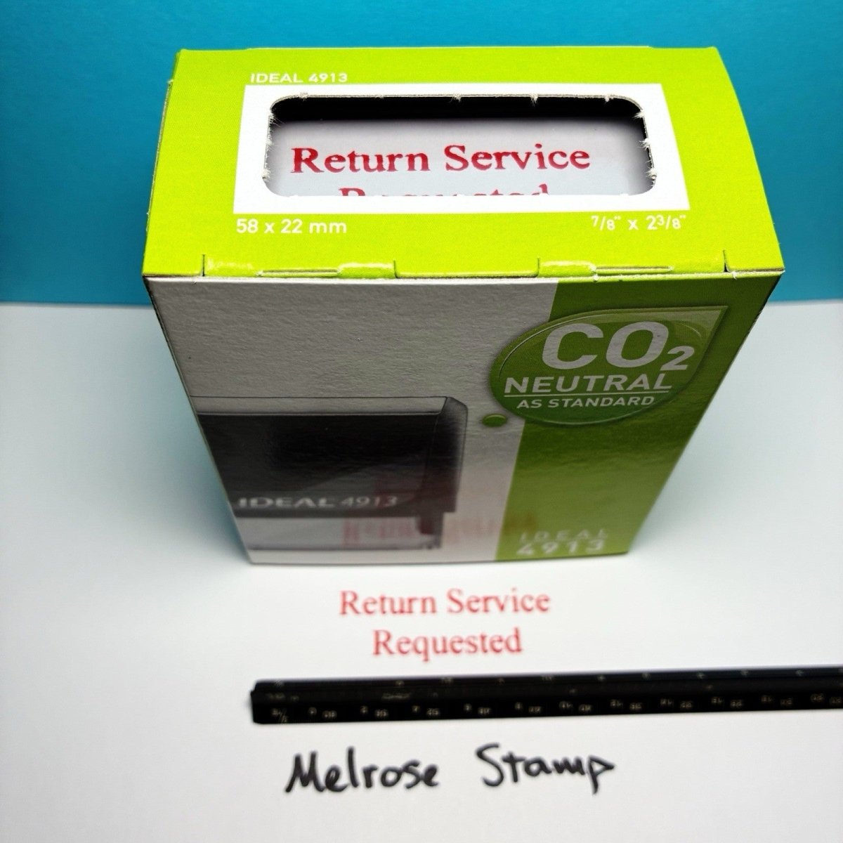Return Service Requested Rubber Stamp Red Ink Self Inking Ideal 4913 - Melrose Stamp Co