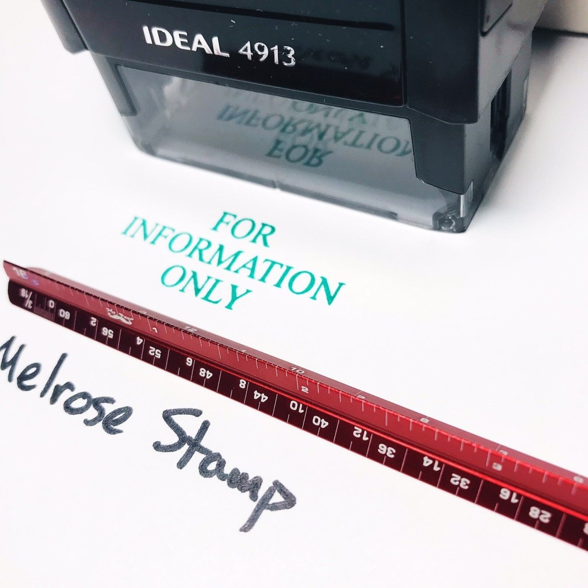 For Information Only Rubber Stamp Green Ink Self Inking Ideal 4913 - Melrose Stamp Co