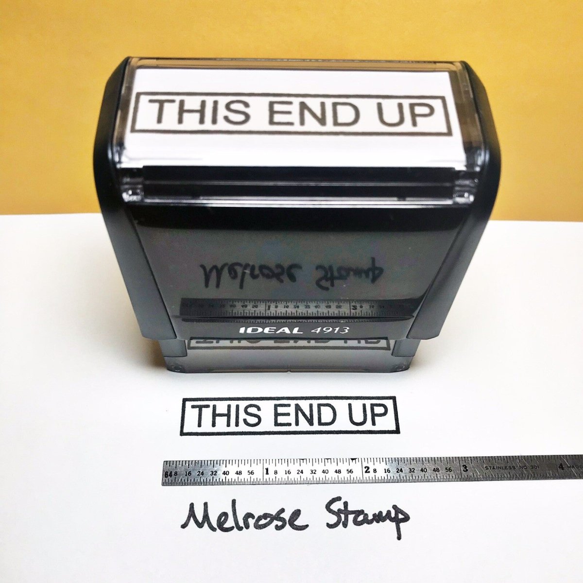 This End Up Rubber Stamp Black Ink Self Inking Ideal 4913 - Melrose Stamp Co
