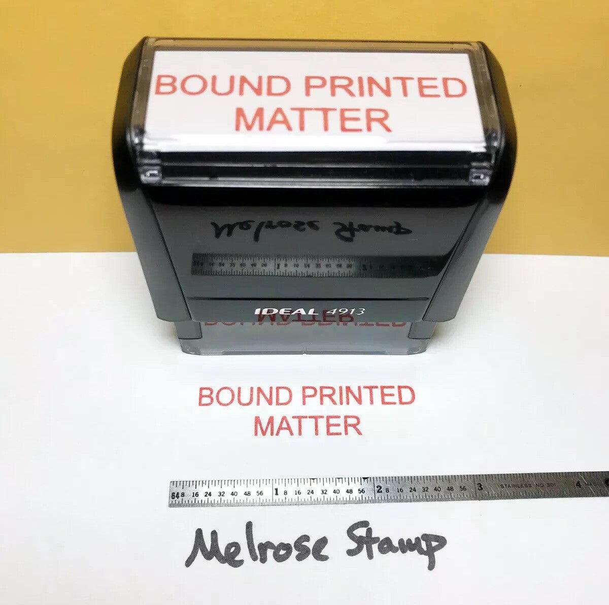Bound Printed Matter Rubber Stamp Red Ink Self Inking Ideal 4913 - Melrose Stamp Co