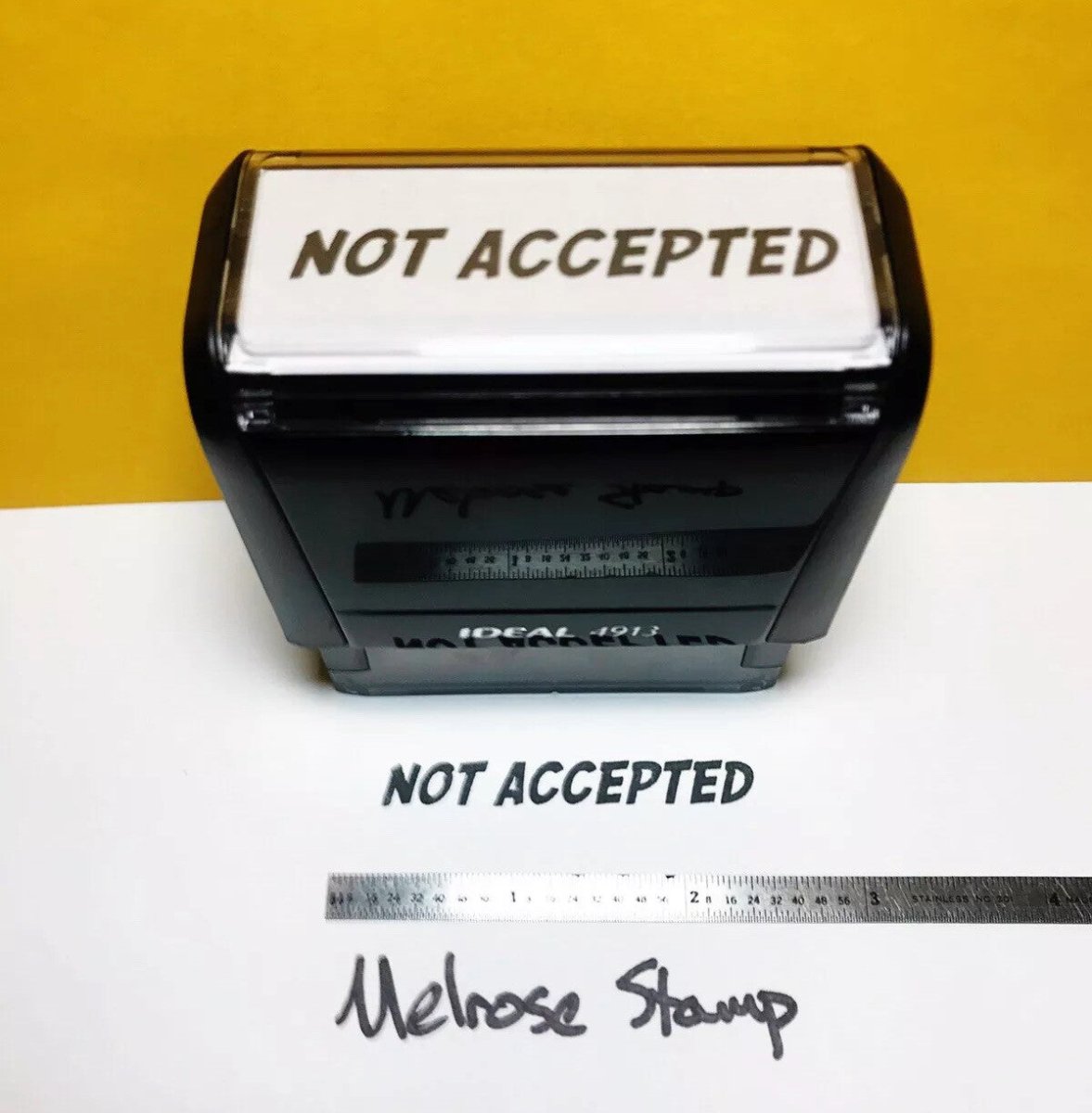 Not Accepted Rubber Stamp Black Ink Self Inking Ideal 4913 - Melrose Stamp Co