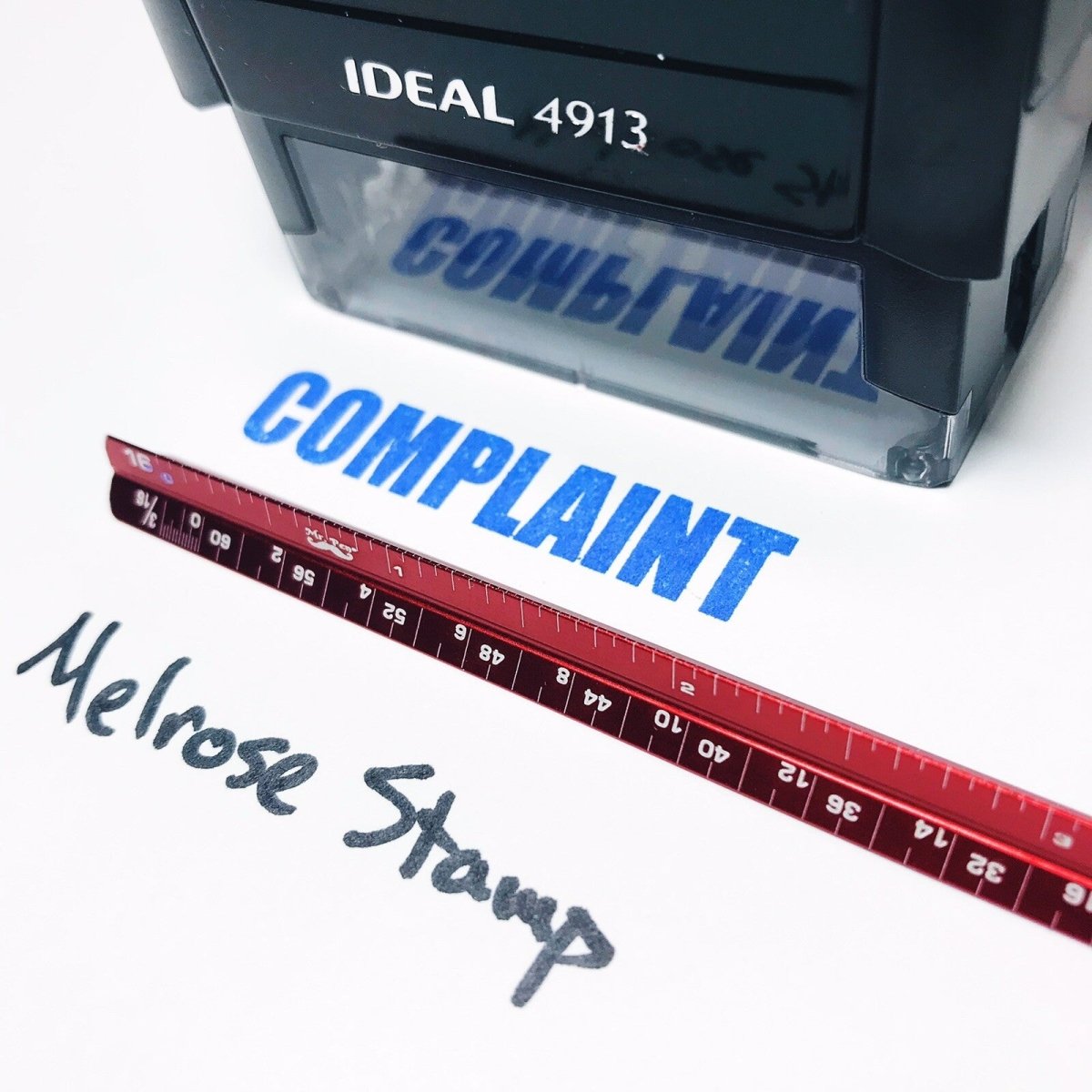 Complaint Rubber Stamp Blue Ink Self Inking Ideal 4913 - Melrose Stamp Co