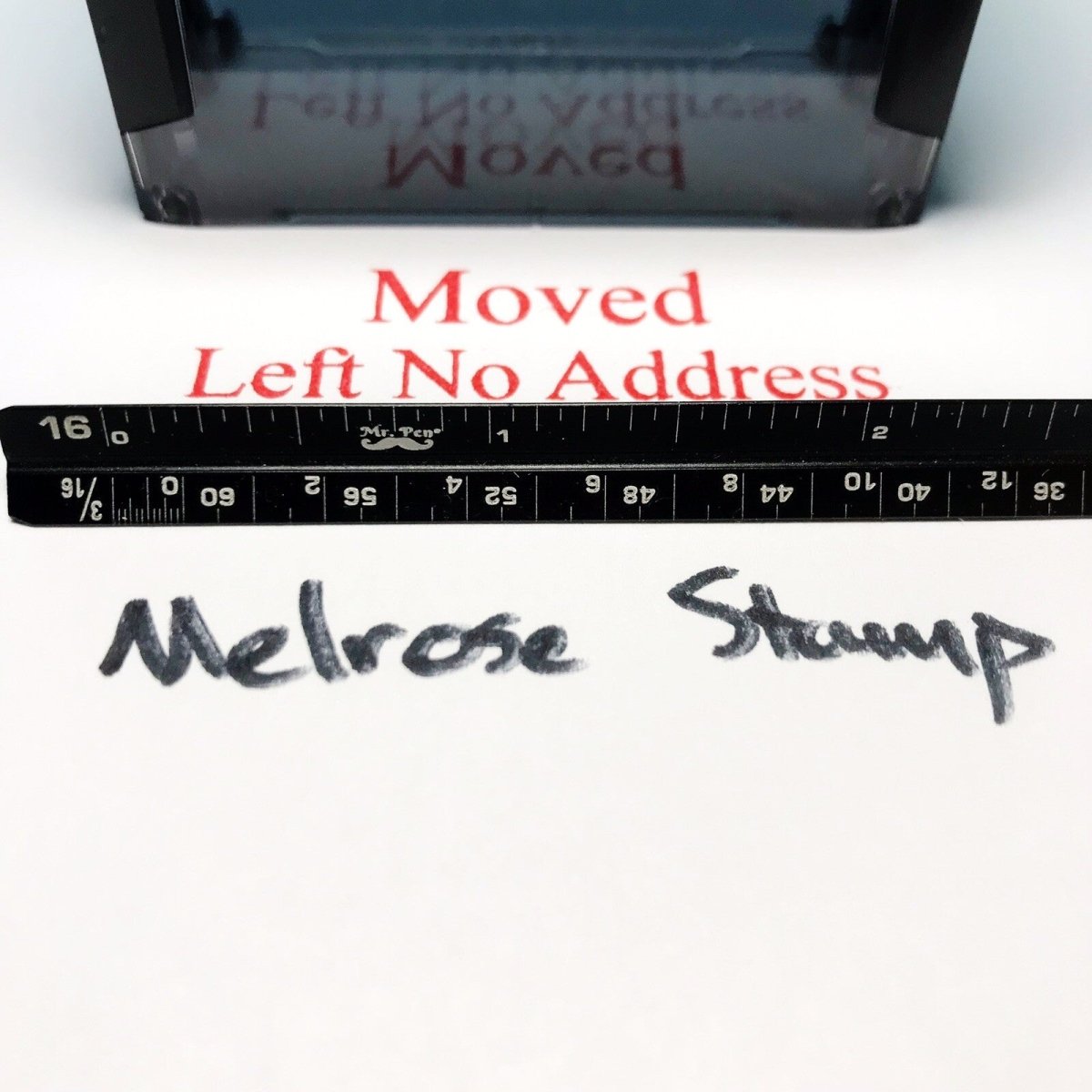 Moved Left No Address Rubber Stamp Red Ink Self Inking Ideal 4913 - Melrose Stamp Co