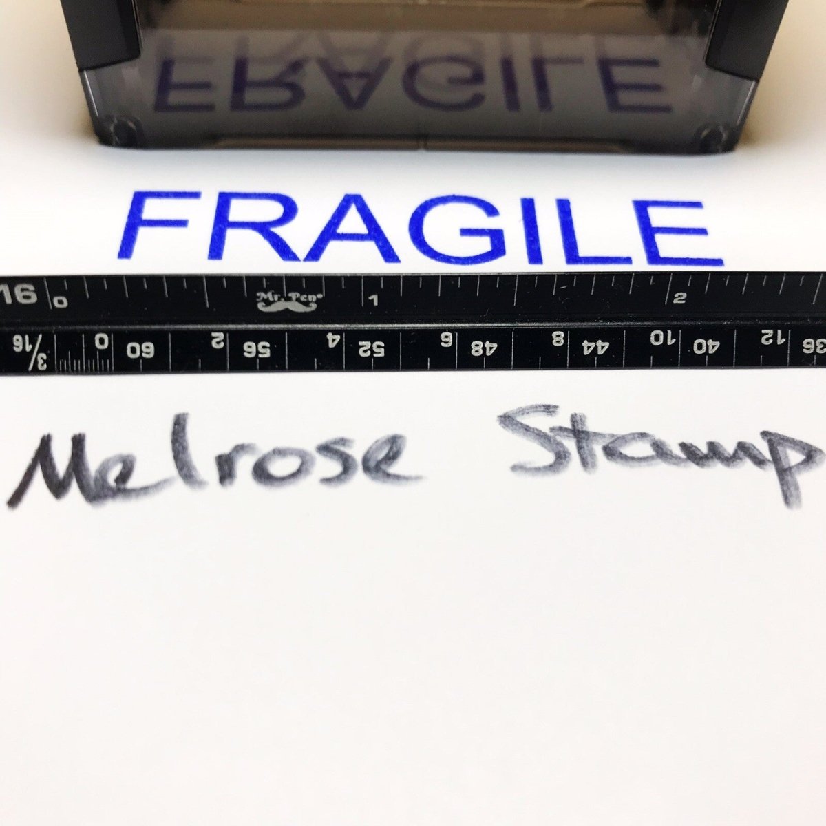 Fragile Rubber Stamp Blue Ink Self Inking Ideal 4913 - Melrose Stamp Co